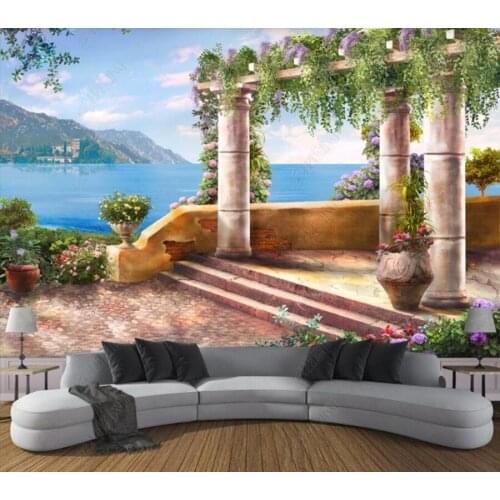 Papel de parede Balcony with sea view background wall 3d wallpaper,bedroom KTV bar mural wall decor