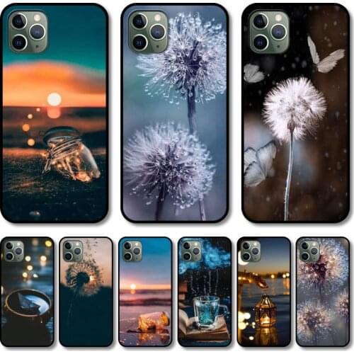 Dandelion and Drift bottle Phone Case cover For iphone 12 pro max 11 8 7 6 s XR PLUS X XS SE 2020 mini black cell shell