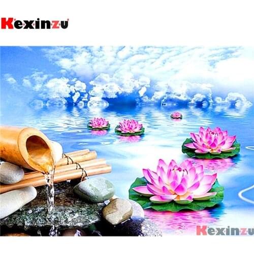 Full Square/Round 5d Diamond Painting Dripping lotus 3d Embroidery Cross Stitch Diamond Mosaic Full Picture Rhinestone Decor W6