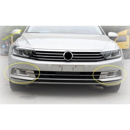 Front Bumper Fog Lights Lamps Frame Accessories Cover Trim Fit For Volkswagen Passat B8 2016 2017 2018 Stainless Steel