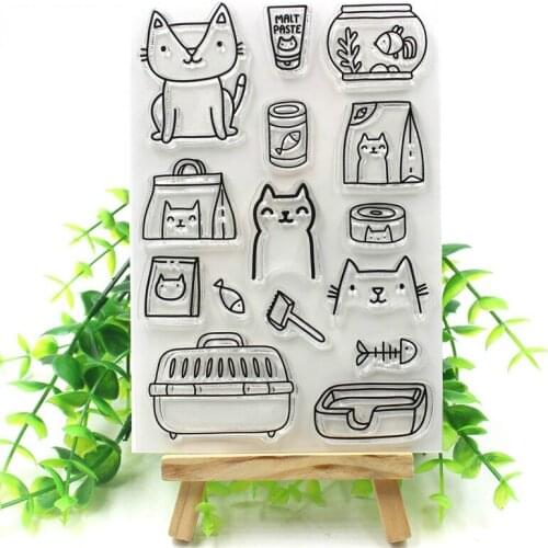 Cute Cat Transparent Clear Silicone Stamp/Seal for DIY scrapbooking/photo album Decorative clear stamp sheets