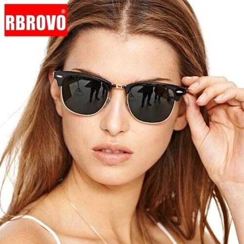 RBROVO Polarized Semi-Rimless Sunglasses Women/Men Classic Vintage Oculos De Sol Gafas Retro Brand Designer Sun Glasses