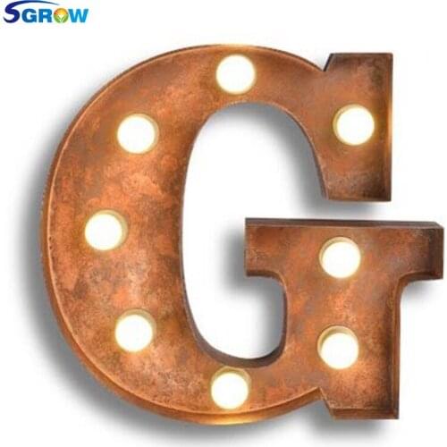 SGROW Metal Letter G Wall Lamp Light for Bedroom Living Room Art Lampara Industrial Creative Lights Logo G Iron Billboard Lamps
