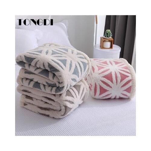 TONGDI Woolen Raschel Blanket Soft Thickened Heavy Warm Elegant Two-tiered Fleece Luxury For Cover Sofa Bed Bedspread Winter