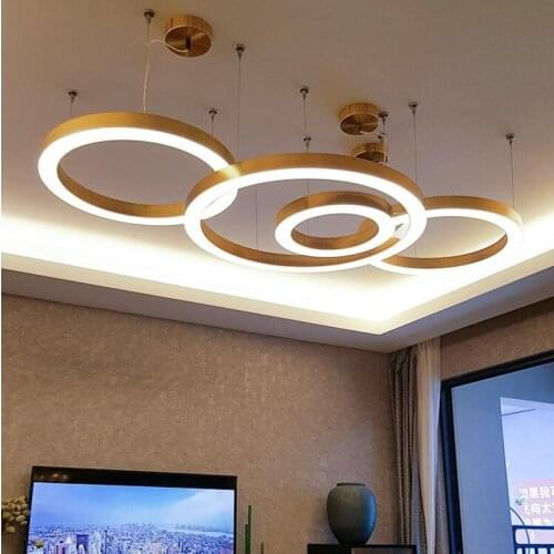 Ring Design Modern LED Chandelier Lamp Stainless Steel Gold Chandeliers Living Decoration And Projects Lights
