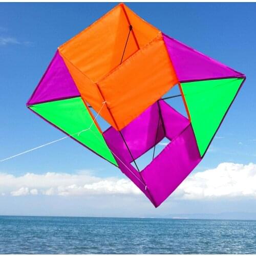 Outdoor Fun Sports For Kids Adults Power3D Stereo Baskets BOX Kite Stunt Single Line With Handle Ropes