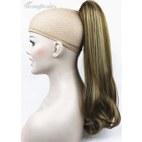StrongBeauty 45cm Synthetic Long Ponytail Clip In Pony Tail Hair Extension Clip On Hair Piece Straight Style 17 Color