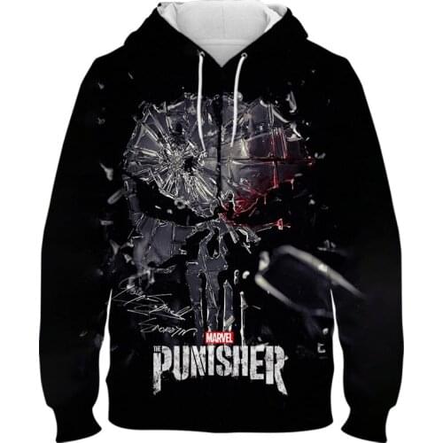 New Fashion Marvel Punisher Hoodie 3D Printing mens Sweatshirt High Quality Fashion Peripheral Brand Harajuku Jacket Streetwear
