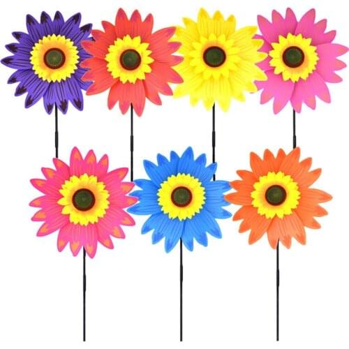 Large Size Layer Sunflower Flower Windmill Handmade Toy Garden Yard Outdoor Windmill Decoration For Kid Classic Sports Toys Gift