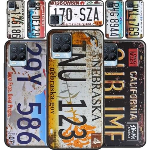 Retro Funny License Plate For OnePlus Nord 2 8 9 Pro 8T 9R Phone Case For OPPO Realme 8 7 6 Q3 Pro GT C3 C21 Cover