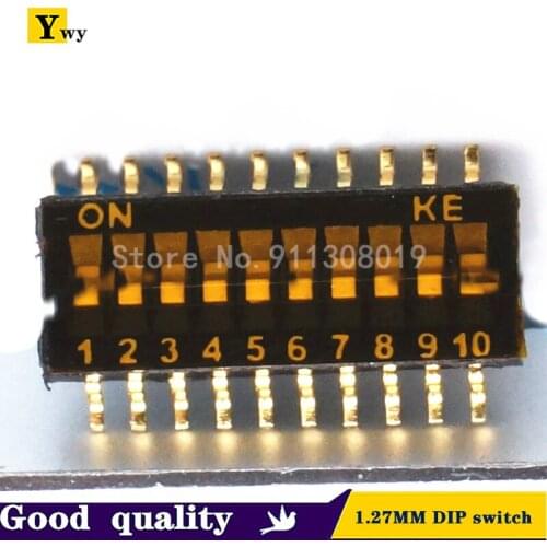 1PCS SMD SMT Slide Type Switch 10P 1.27mm Position Way DIP Black Pitch Toggle Switch Black Snap Switch