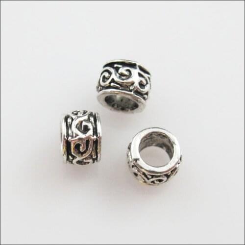 120Pcs Tibetan Silver Flower Round Tube Spacer Beads Charms 5mm