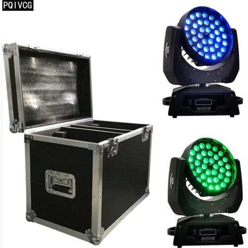 2 pcs / 36x12w Zoom moving head light + flight case rgb w 4in1 wash light dmx512 disco light professional dj equipment