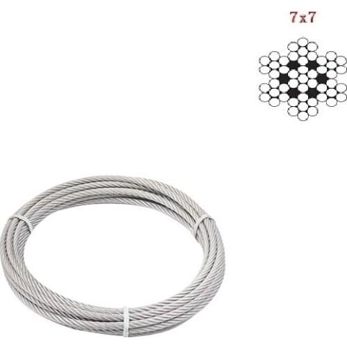 10Meters/Roll 304 Stainless Steel Wire Rope Soft Fishing Lifting Cable 7*7 Clothesline 0.5mm 0.6mm/0.8mm/1mm/1.5mm/2mm/3mm/5mm