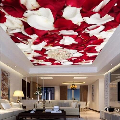 Wellyu Custom Wallpaper 3D обои Stereo Photo Wall Painting Romantic Rose Petal Ceiling Zenith Mural papel de parede 3d wallpaper