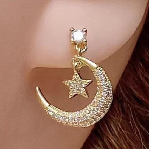 5 Pairs Zircon Crescent Earrings MOon star earrings drop earirngs fashion jewelry earrings 51476