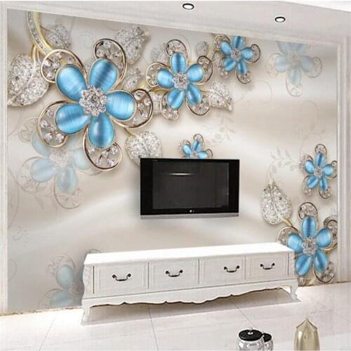 Beibehang Customized large murals fashion home decoration 3d luxury European silk pearl flower TV background wall