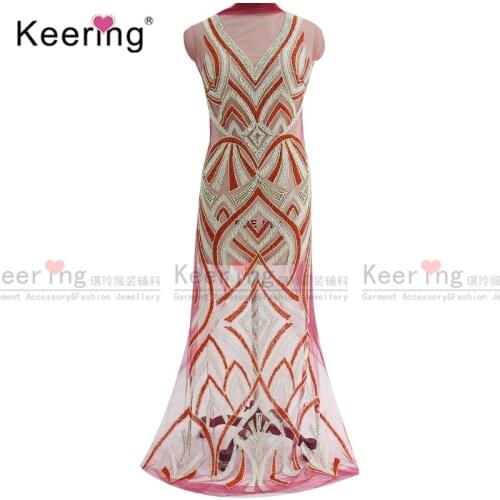 Large red rhinestone bodice appliquefor wedding panel WDP-239