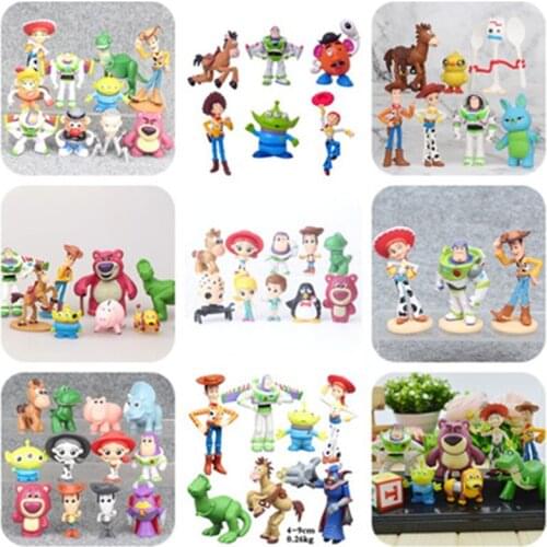 Movie Toy Story 4 Cartoon Toys Woody Buzz Lightyear Jessie Forky Action Figure collectible Dolls 3pcs/7pcs/8pcs/9pcs/12pcs/17pcs