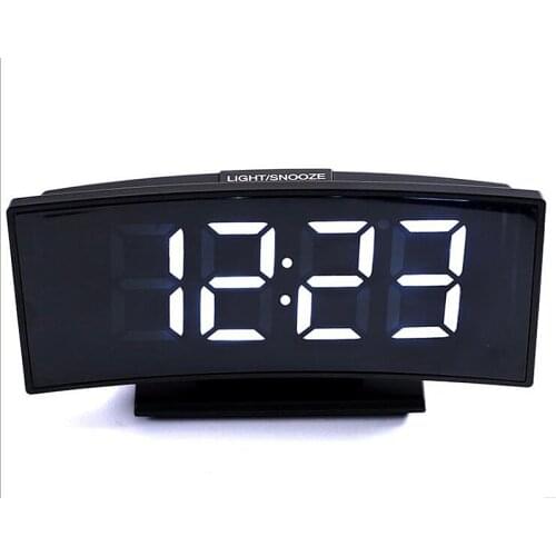 Electronic Clock Desktop Multi-purpose Alarm Clock Rectangle Curved Mirror LED Display Temperature Date Display часы на стену