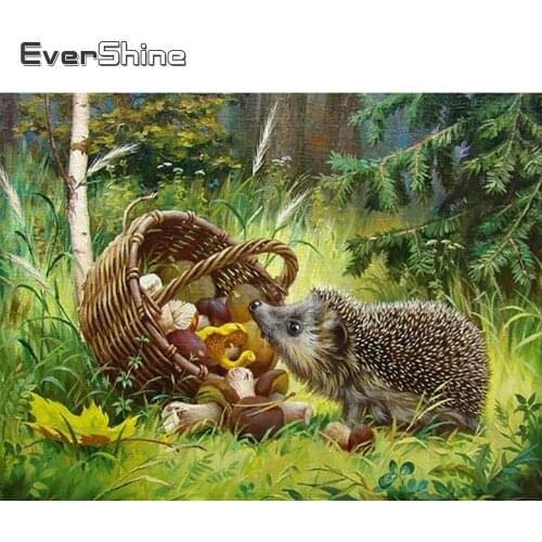 EverShine DIY Full Square Diamond Painting Animals Cross Stitch Diamond Embroidery Hedgehog Bead Picture Kits Wall Decor