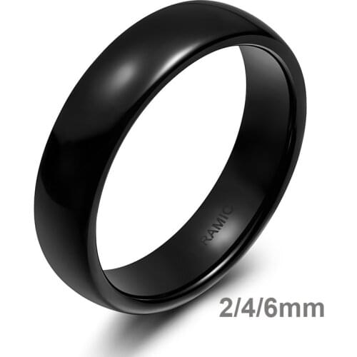Somen 2/4/6mm Black Brushed Fashion Ceramic Ring Women Men Wedding Rings Engagement Band Female Jewelry bague Plus Size 4-14