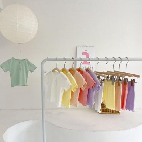 Summer New Baby Girls Candy Color Short Sleeve Clothing Set