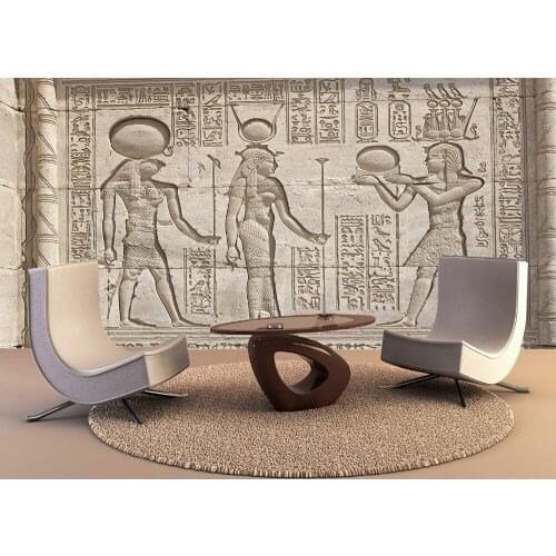 Custom Wallpaper Murals Wall Painting Hieroglypic Carvings Egyptian Temple Self Adhesive Vinyl Wall Sticker Poster Home Decor