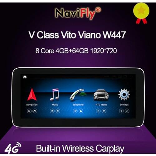 NaviFly New Android 10.0 Car DVD GPS Player For Mercedes Benz V Class Vito Viano W447 Navigation GPS MSM8953 4G+64G 1920*720 DSP