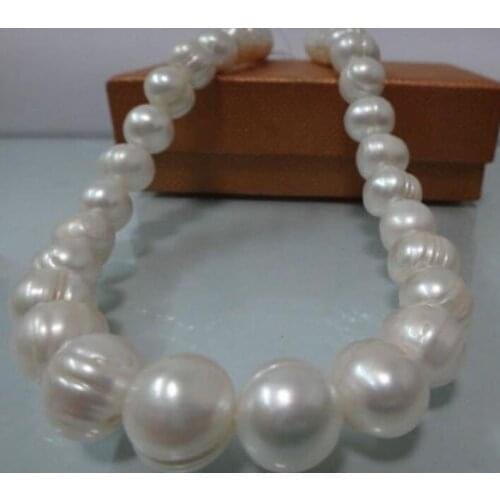Huge Natural 11-12MM GENUINE WHITE BAROQUE PEARL NECKLACE 18" 36"