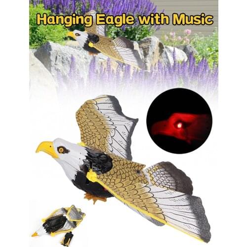 Bird Repellent Hanging Eagle Flying Bird Scarer Outdoor Supply Repel Birds with Music Repellent for Home Yard Garden Decoration