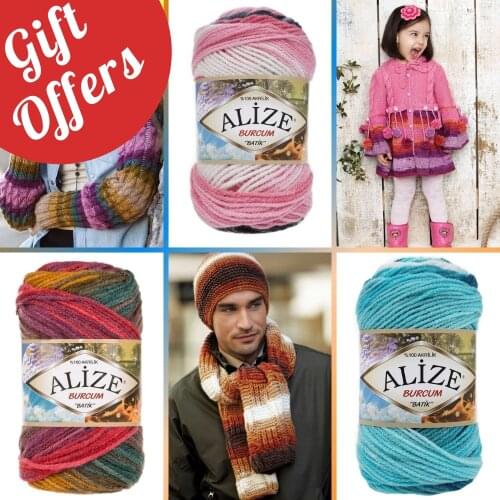 Alize Burcum Batik 4 Ball Patterns Hand Knitting Yarn, 100 grams 210 meters, Thread Acrylic, Spring / Summer Season, Crochet, Clothes, Sport, Cardigan, Blouse, Quality, Hobby, Packs, Palmie, Made In Turkey – DIY