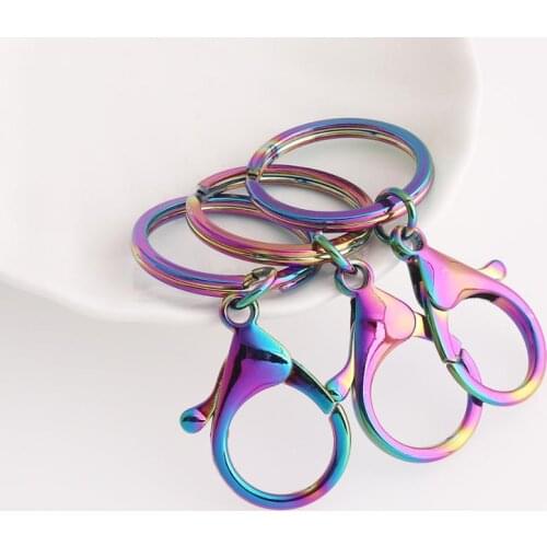 Rainbow Swivel Snap Clasp with keyrings Lanyard clips keychains Purse Strap Hardware Metal Spring Clasp