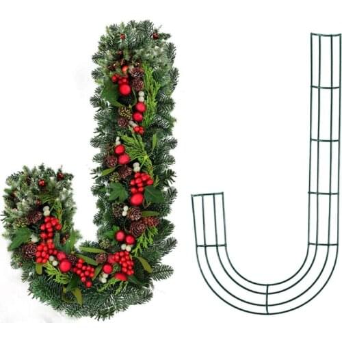 2 Pack Candy Cane Shaped Wire Wreath Frame 12 Inch Christmas Flower Wreath Frames for Christmas New Year Valentines