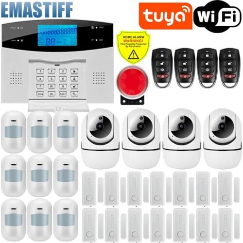Wifi GSM Alarm System Burglar Security LCD Touch Keyboard 433MHz Wireless Sensor Alarm EN SP RU Tuya Smart Life APP