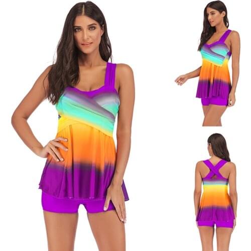 Sexy Swim Dress + Bottom Two Piece Suits Swimwear SwimSuit Women 2021 Summer Tankini Sets Swimming Bathing Suit Drop Shipping