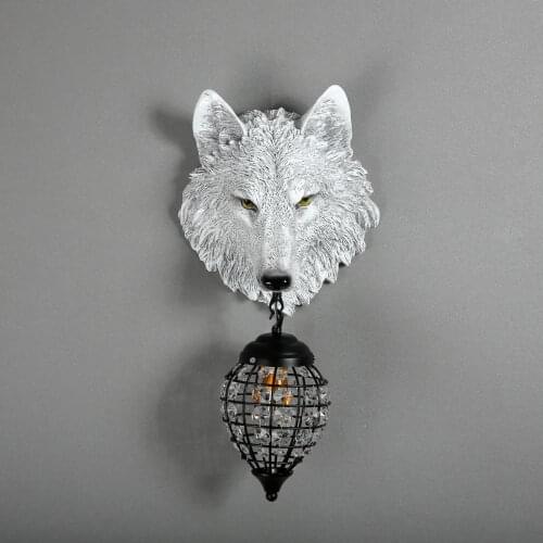 Modern nordic resin wolf wall lamp LED animal lamps fixture for living room loft industrial lights cafe room bar Art Decor light
