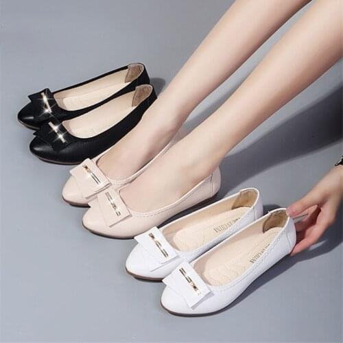 Special Offer PU Leather Women Ballet Flat Shoes With WomenS Slip-On Soft Metal Decoration Boat Shoes Women Flats 2021 NewMujer