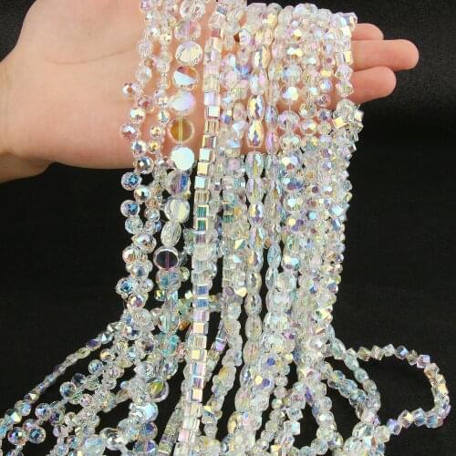 White AB Color Crystal Beads Flower Star Butterfly Round Square Heart Shape Faceted Glass Beads For Jewelry Making Accessories