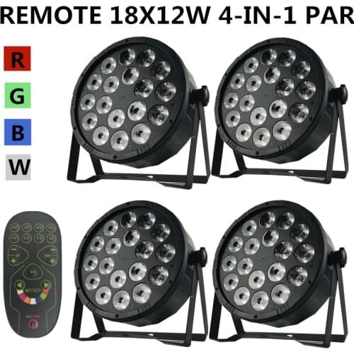 4PCS/ REMOTE PAR 18X12W RGBW PAR LED/ disco light dmx512 control LED wash light stage professional dj equipment 100% new