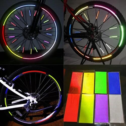 Reflective Bicycle Stickers Fluorescent Green Yellow Bicycle Accessories Cycling Wheel Rim Protector Safety Decorative Stickers