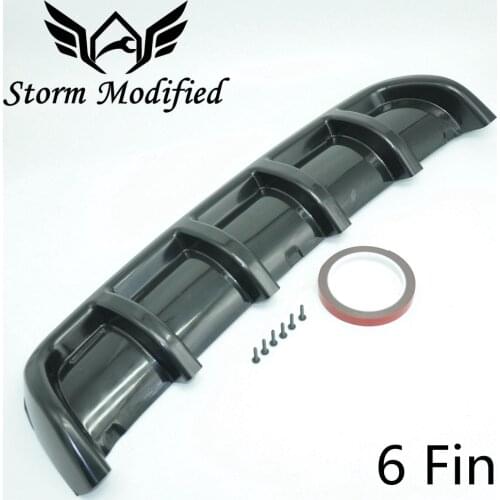 SuTong Universal ABS Car Rear Shark Fin Style Curved Addon Bumper Lip Diffuser 6 Fins Shark Style Diffuser