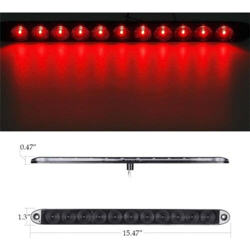 50PCS/LOT Universal 17INCH 12LED Red Turn Tail Brake Stop Light Bar Chrome Bezel DC 12V waterproof for Pickup Truck Boat