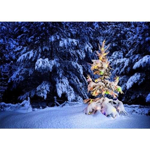 VinylBDS Christmas Backdrops Photography Night Blue Sky Snow Photo Backdrop Christmas Tree For Children Background