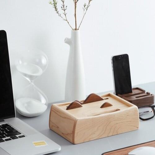 Japan style bamboo wooden crafts household decoration take carton tissue boxes