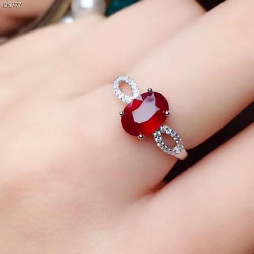 KJJEAXCMY boutique jewelry 925 sterling silver inlaid natural ruby female luxury ring support detection