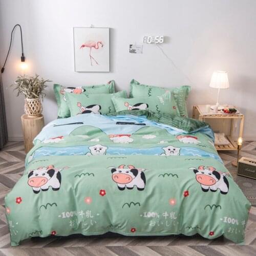 Green Duvet Cover 220x240 Pillowcase 3Pcs,Cartoon Cow Quilt Cover 210x210 Bed Cover,Blanket Cover,Queen King Size Bedding Set