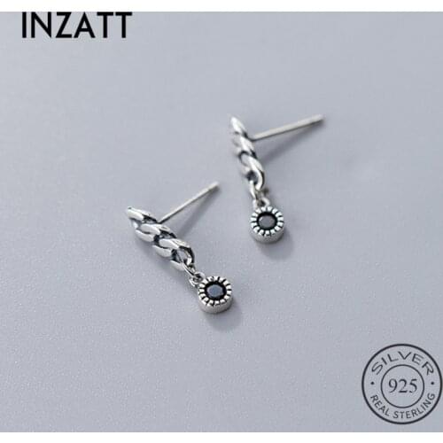 INZATT Real 925 Sterling Silver Short Chain Tassel Vintage Drop Earrings For Elegant Women Party Fine Jewelry 2019 Accessories