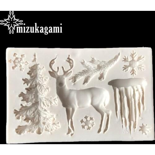 1pcs UV Resin Jewelry Liquid Silicone Mold Christmas Elk/Tree Resin Charms Pendant Molds For DIY Intersperse Christmas Gifts