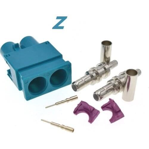 10pcs Fakra Double "Z" Plug Male Automotive DAB+ Radio GPS Antenna Connector Waterblue Crimp for RG316 RG174 Cable